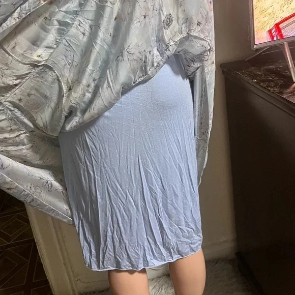 NWT ELENA BALDI Blue Silk Blend Floral Tiered Maxi Dress - Picture 9 of 14